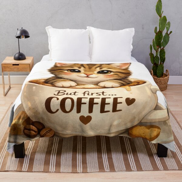 Item preview, Cute Coffee Cat – But First Coffee Design designed and sold by Art by M.H..