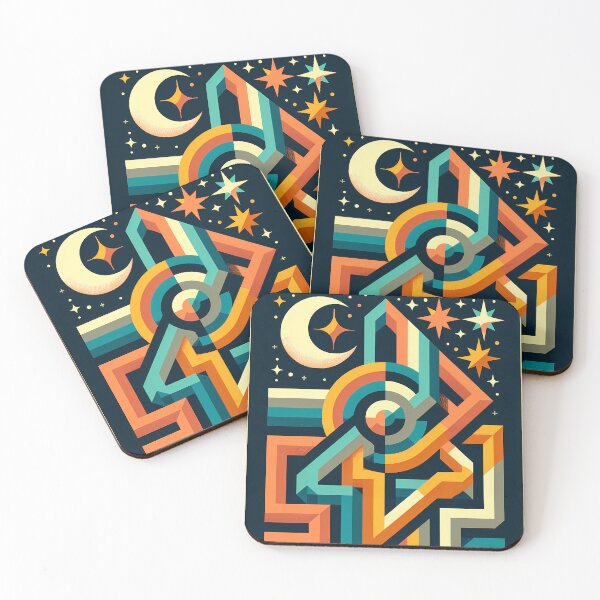 Item preview, Geometric Number Collage with Moon and Stars designed and sold by InkSmithery.