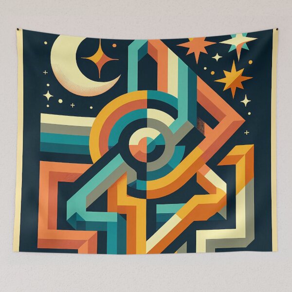 Item preview, Geometric Number Collage with Moon and Stars designed and sold by InkSmithery.