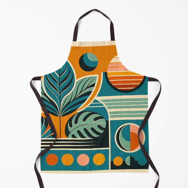 Item preview, Geometric Botanical Leaves in Teal and Orange designed and sold by InkSmithery.