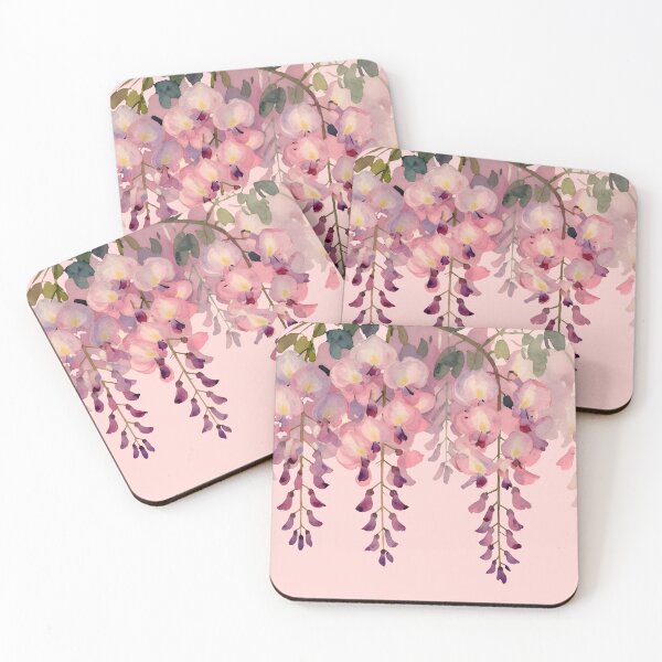 Item preview, Blush Wisteria Drift – Dangling Pink Aquarelle Cutout designed and sold by EmeraldeaArt.