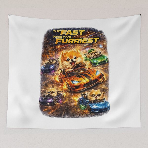 Item preview, The Fast and the Furriest – Funny Dog Racing Movie Parody designed and sold by StrayaDesign.