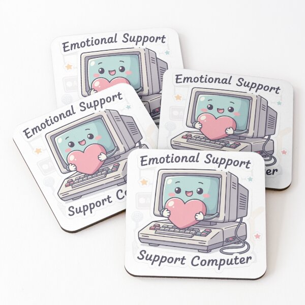 Item preview, Emotional Support Computer – Cute Retro Tech designed and sold by  Bold Border Studio..