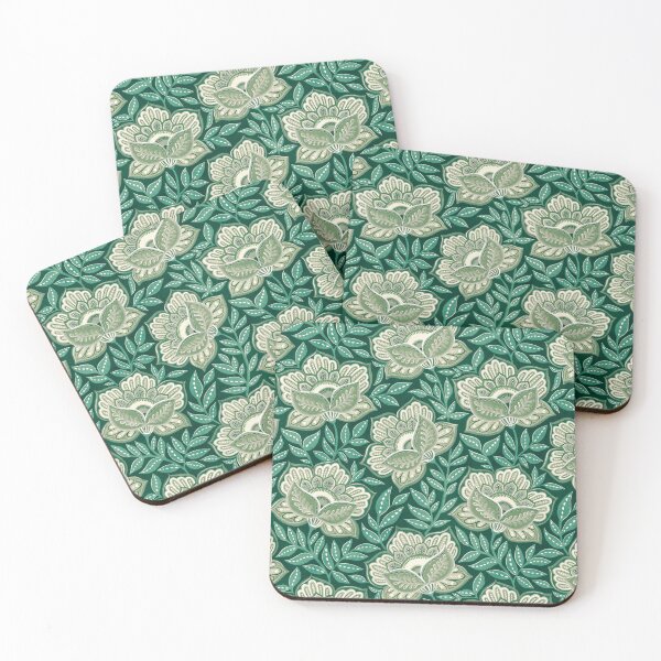 Item preview, Moss Green Emerald and Sage Textured Chintz Floral designed and sold by micklyn.