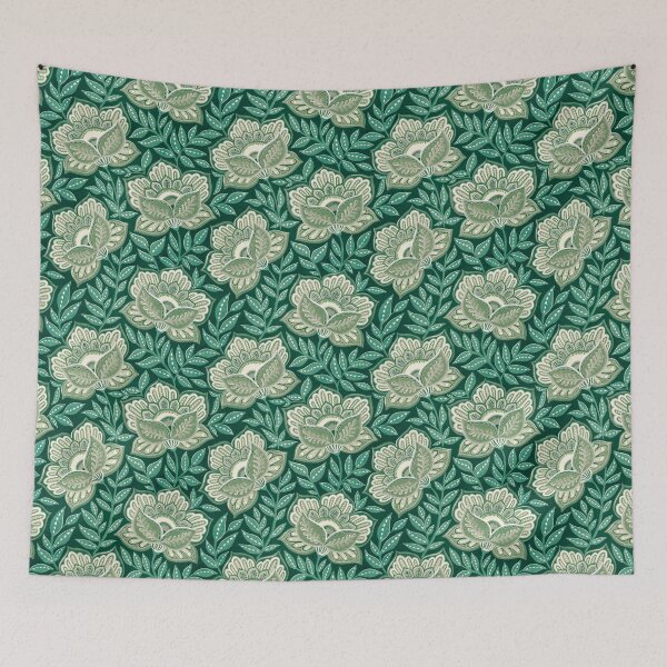 Item preview, Moss Green Emerald and Sage Textured Chintz Floral designed and sold by micklyn.