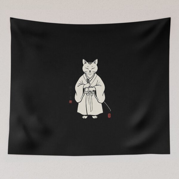 Item preview, Samurai Cat Warrior Ink - Japanese Art Feline Katana designed and sold by heymbe.