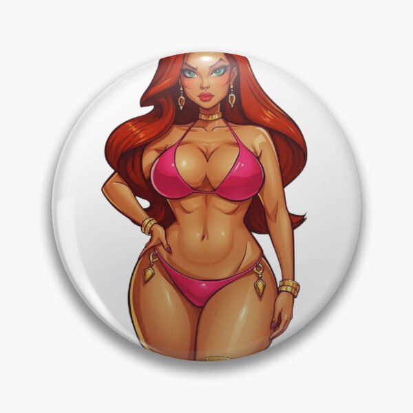 Item preview, Pink Bikini Beauty: Strong Cartoon Woman Sticker designed and sold by AnimeCraftLab.