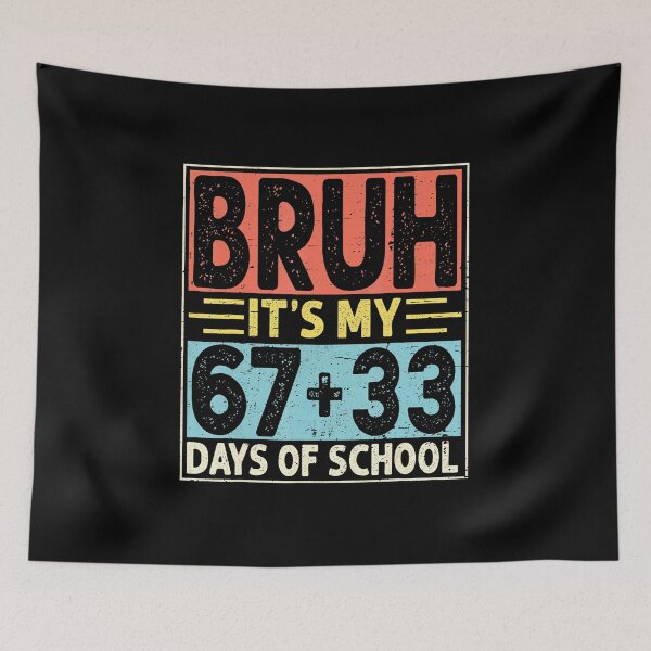 Item preview, BRUH It’s My 67+33 Days of School Vintage Typography Humor Design designed and sold by gladysenglish.