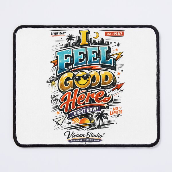Item preview, I Feel Good Here Retro Typography - Vintage Streetwear Smiley Face Aesthetic - Positive Vibes Only Graphic Art for T-Shirts & Stickers - Vivaan Studio Premium Collection designed and sold by Vivaan Studio.