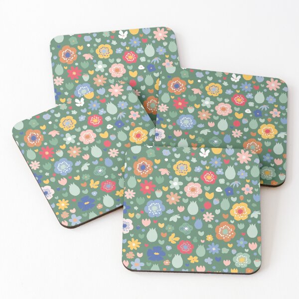 Item preview, Moody Romantic Wildflowers - Cottagecore Floral on Moss Green designed and sold by colorofmagic.