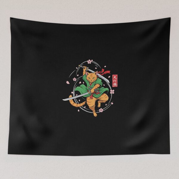 Item preview, Anime Samurai Cat Three Swords Japanese Style Art designed and sold by heymbe.