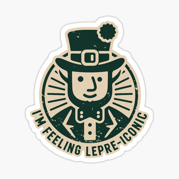 Artikelvorschau, I’m Feeling Lepre-Iconic – Retro-Koboldabzeichen (Creme) entworfen und verkauft von Ajdaprint.