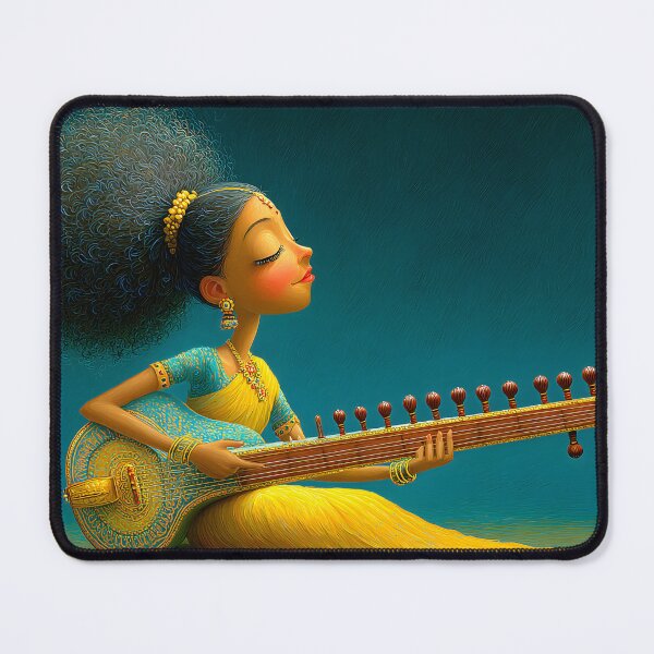 Item preview, Graceful Musician Playing the Sitar designed and sold by Artessie.