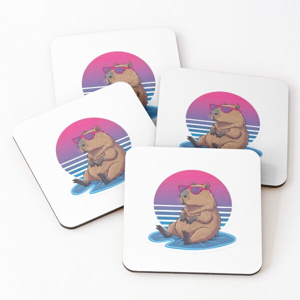 Item preview, Vaporwave Capybara Cosmic Chill Retro 80s Neon Aesthetic Shutter Shades designed and sold by StickyGuys.