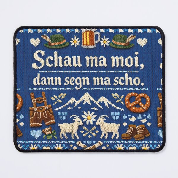 Item preview, Bavarian saying "Schau ma moi" in knitted design designed and sold by Mauswohn.
