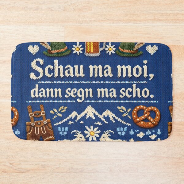 Item preview, Bavarian saying "Schau ma moi" in knitted design designed and sold by Mauswohn.