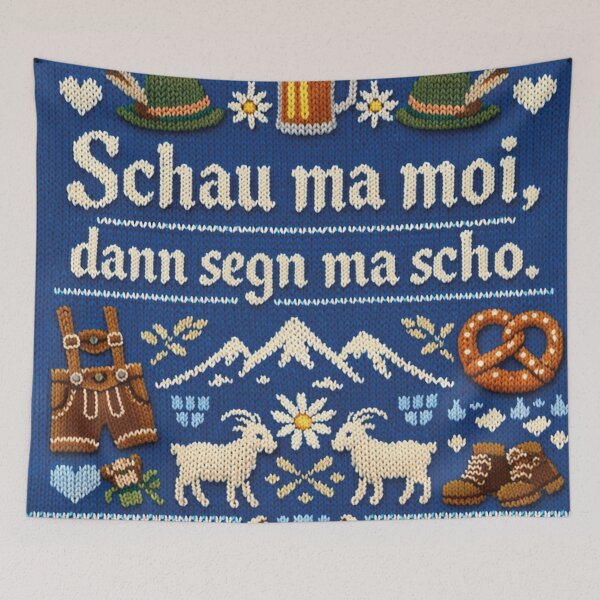 Item preview, Bavarian saying "Schau ma moi" in knitted design designed and sold by Mauswohn.