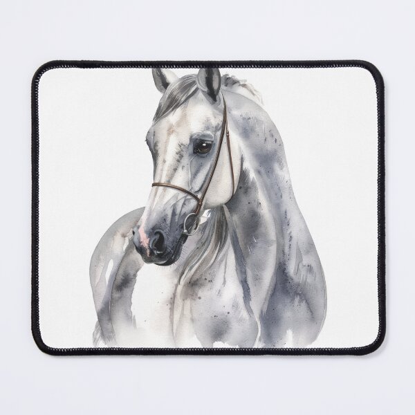 Item preview, Elegant Grey Horse Portrait Watercolor Illustration designed and sold by Rutvain.