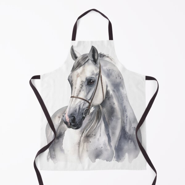Item preview, Elegant Grey Horse Portrait Watercolor Illustration designed and sold by Rutvain.