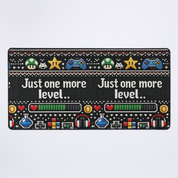 Item preview, Gamer quote "Just one more level" knitting design designed and sold by Mauswohn.