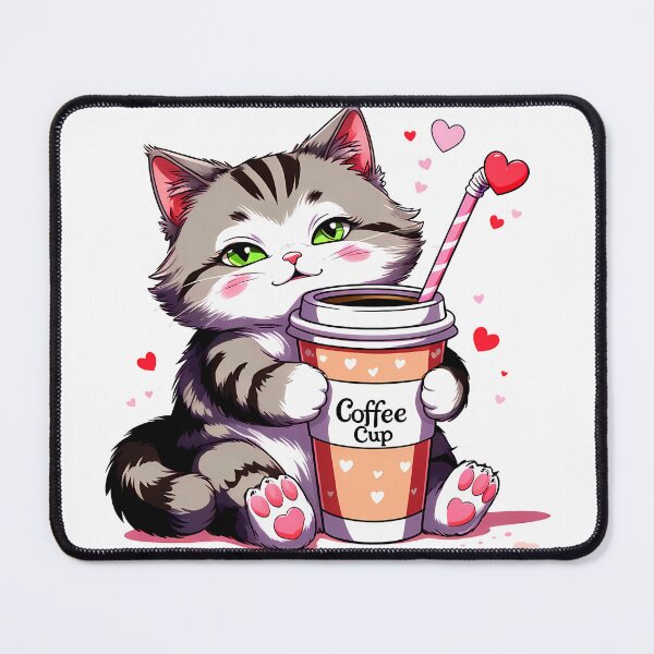 Item preview, Cozy Coffee Cat – Heart Cup Whimsy designed and sold by meesub.