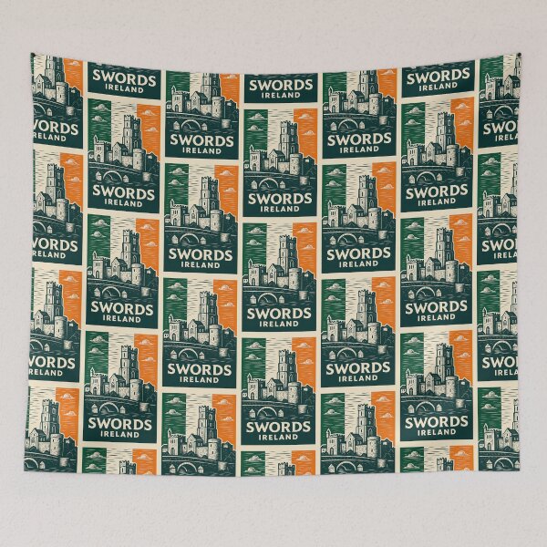 Item preview, Swords Ireland Linocut Style  designed and sold by Thistle-TShop.