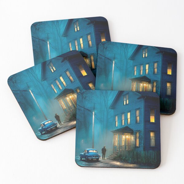 Item preview, Mysterious Night Scene with a Vintage Car and House designed and sold by Artessie.