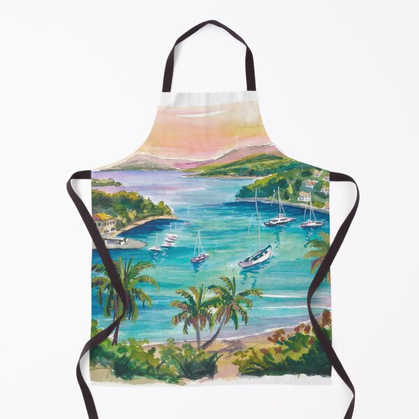 Item preview, English Harbour Antigua Painting with Tropical Coast and Historic Marina designed and sold by artshop77.