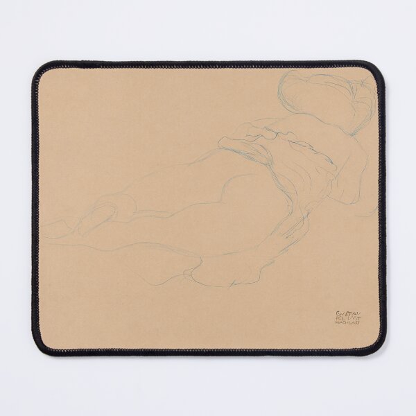 Item preview, Auf Dem Bauch Liegender Halbakt by Gustav Klimt: Minimal Nude Line Art Poster designed and sold by artofuniverse.