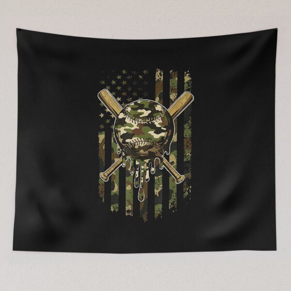 Item preview, Camo Skull Baseball USA Flag Drip Graphic Patriotic Sports  designed and sold by miaa-artistshop.