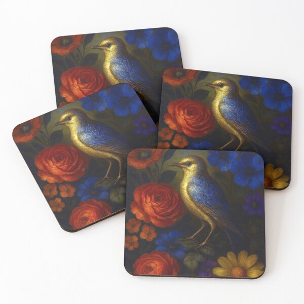 Item preview, Gold bird in floral splendor designed and sold by Sigtrix.