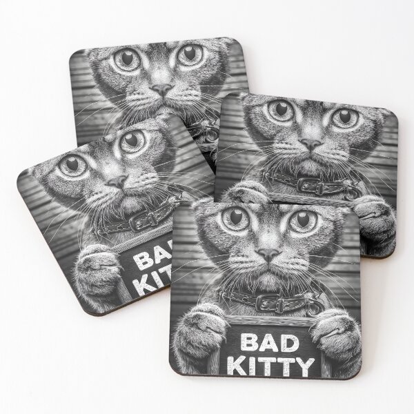 Item preview, Adorable Bad Kitty Posing with Funny Signboard designed and sold by Artessie.