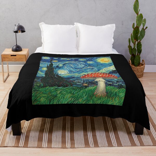 Item preview, Starry Night Red Mushroom Nature Painting I designed and sold by Lemon Pepper.