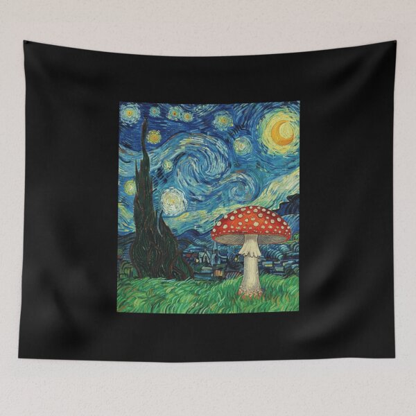 Item preview, Starry Night Red Mushroom Nature Painting I designed and sold by Lemon Pepper.