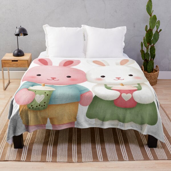 Item preview,   Boba Bunny Couple – Cute Kawaii Rabbits with Bubble Tea designed and sold by BobaBunny76.