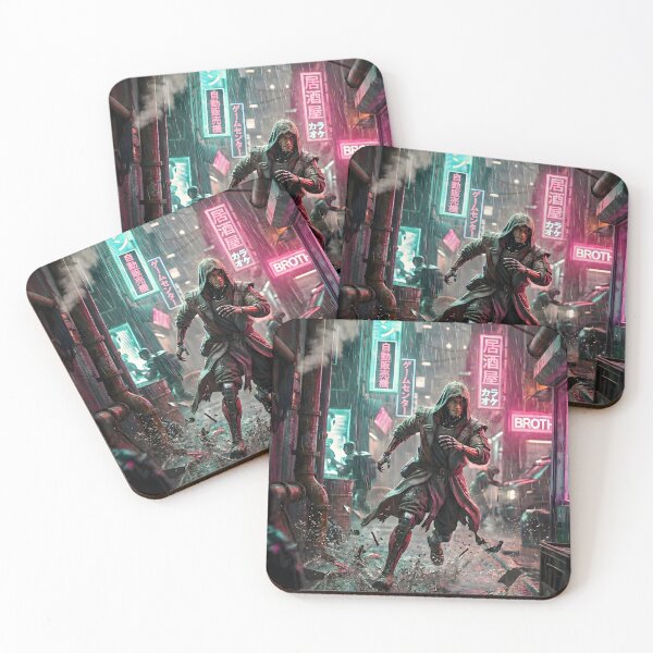 Item preview, Neon Fugitive Cyberpunk Alley Glitch Runner Aesthetic designed and sold by MarCinu Art.