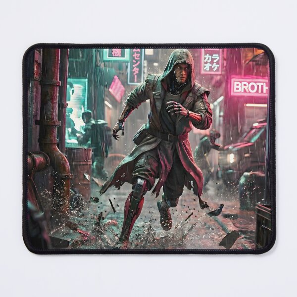 Item preview, Neon Fugitive Cyberpunk Alley Glitch Runner Aesthetic designed and sold by MarCinu Art.
