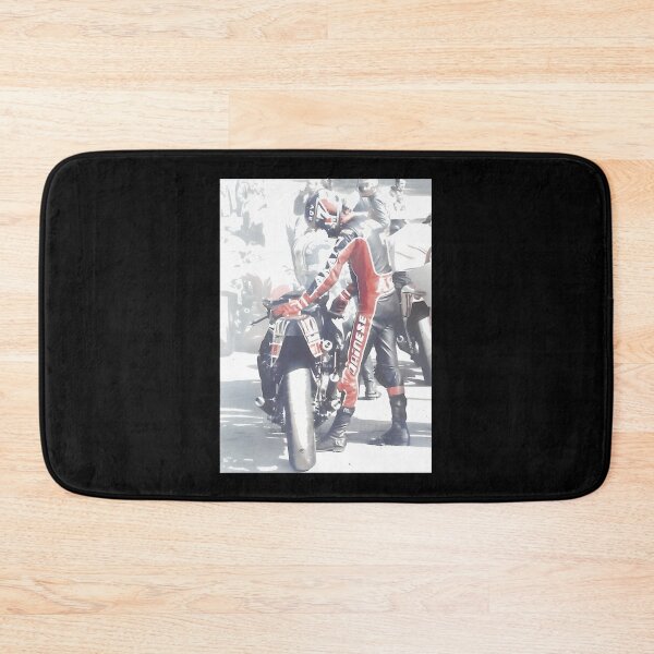 Item preview, Vintage Motorcycle Racer In Red & Black Leathers designed and sold by kubacain.