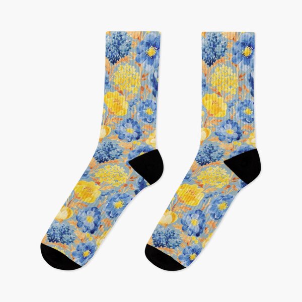 Item preview, Buttercup Yellow and Denim Blue Retro Country Floral designed and sold by micklyn.