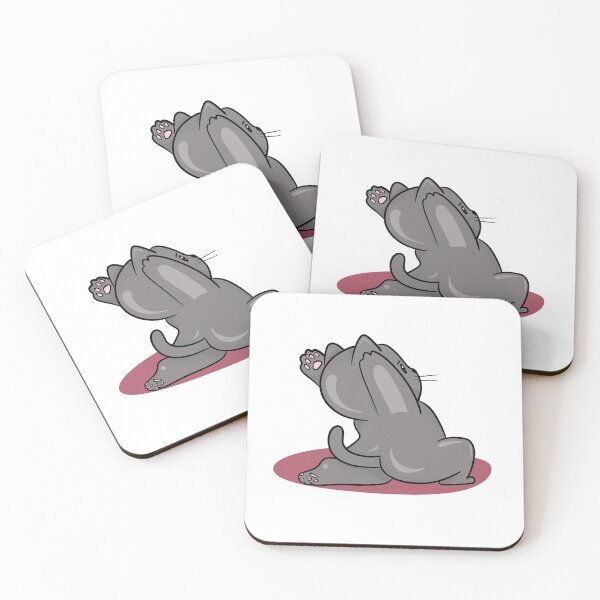 Item preview, Funny Yoga Cat - Cute Grey Kitten Stretching Mascot designed and sold by LYAN-STORE.