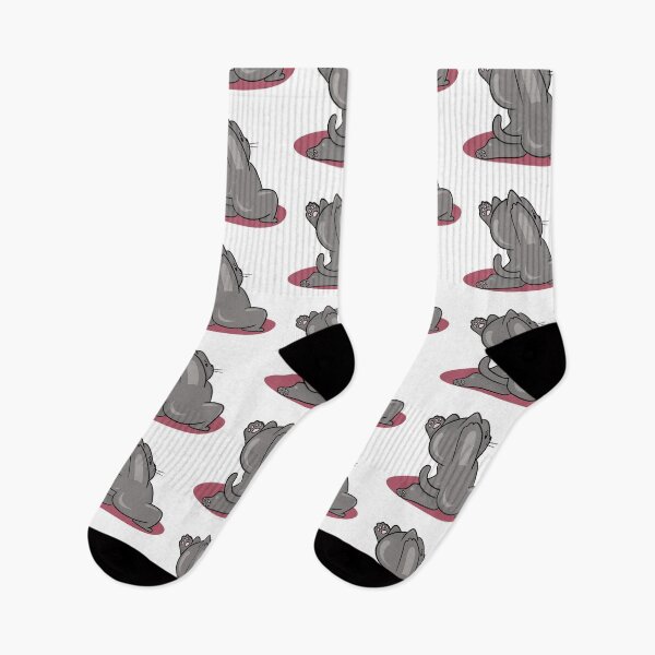 Item preview, Funny Yoga Cat - Cute Grey Kitten Stretching Mascot designed and sold by LYAN-STORE.