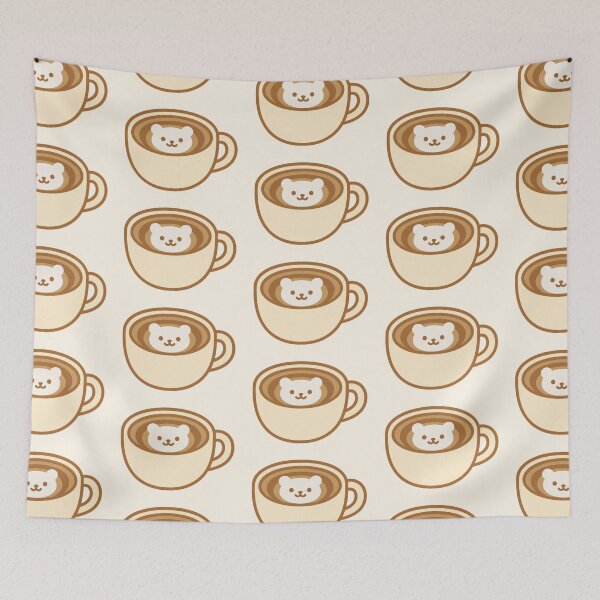 Item preview, Teddy Bear Latte Art with Swirls | Cozy Coffee Illustration | Kawaii Café Aesthetic designed and sold by witwhimsystudios.