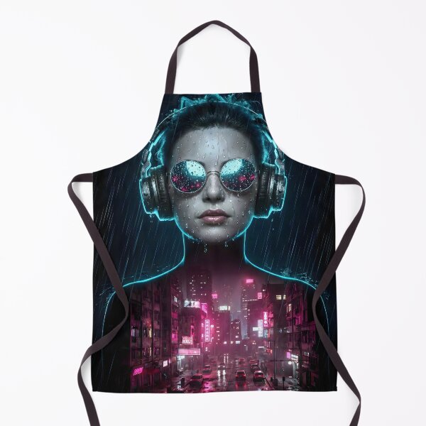 Item preview, Neon Rain Cyberpunk City Portrait designed and sold by MarCinu Art.