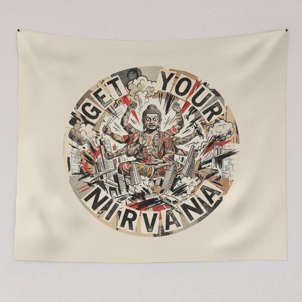 Item preview, Nirvana Paradox - Buddhist Enlightenment Collage Art Print designed and sold by FreiherrPK.