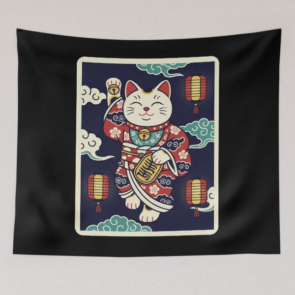 Item preview, Lucky Cat Lantern Night Illustration Playful Traditional Art designed and sold by JordynLadukeg65.