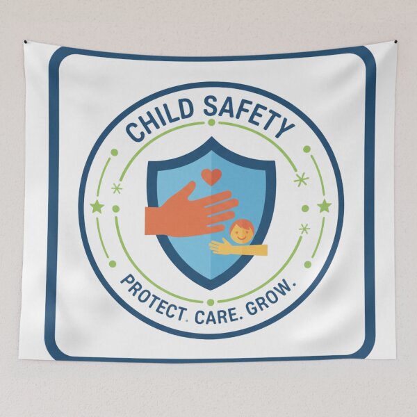 Item preview, Child Safety Awareness Emblem - Protect Care Grow Shield Design designed and sold by Fatomfatom.