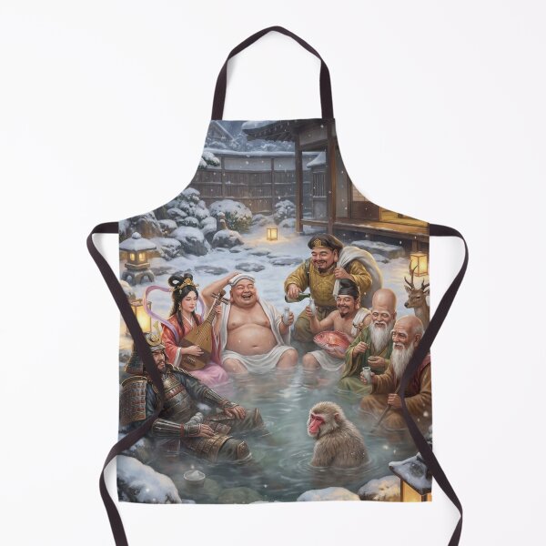 Item preview, Snowy Onsen Night — Seven Lucky Gods & Samurai | Mori no Akari Series designed and sold by Mori-no-Akari.