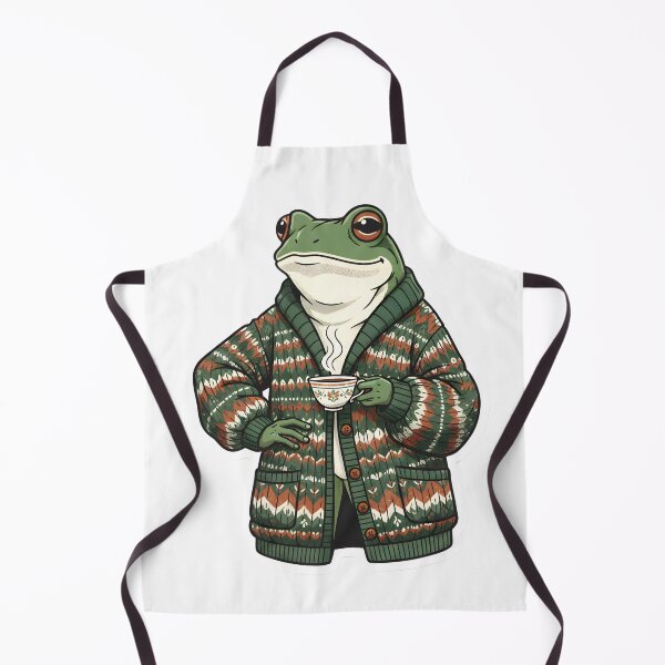 Item preview, Dapper Frog in Vintage Cardigan Cozy Goblincore Aesthetic Dark Cottagecore Mossy Green designed and sold by StickyGuys.