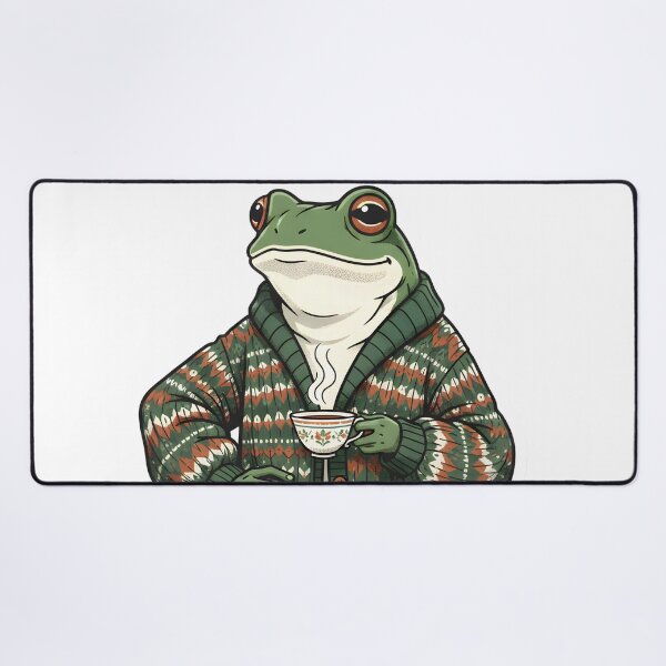 Item preview, Dapper Frog in Vintage Cardigan Cozy Goblincore Aesthetic Dark Cottagecore Mossy Green designed and sold by StickyGuys.