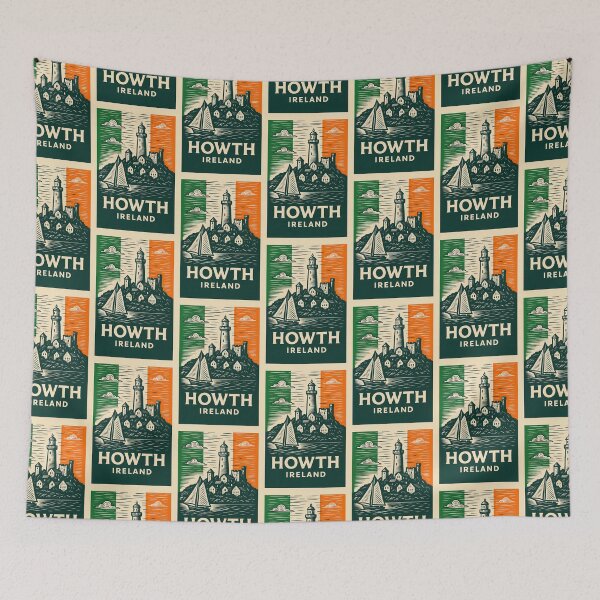 Item preview, Howth Ireland Linocut Style  designed and sold by Thistle-TShop.